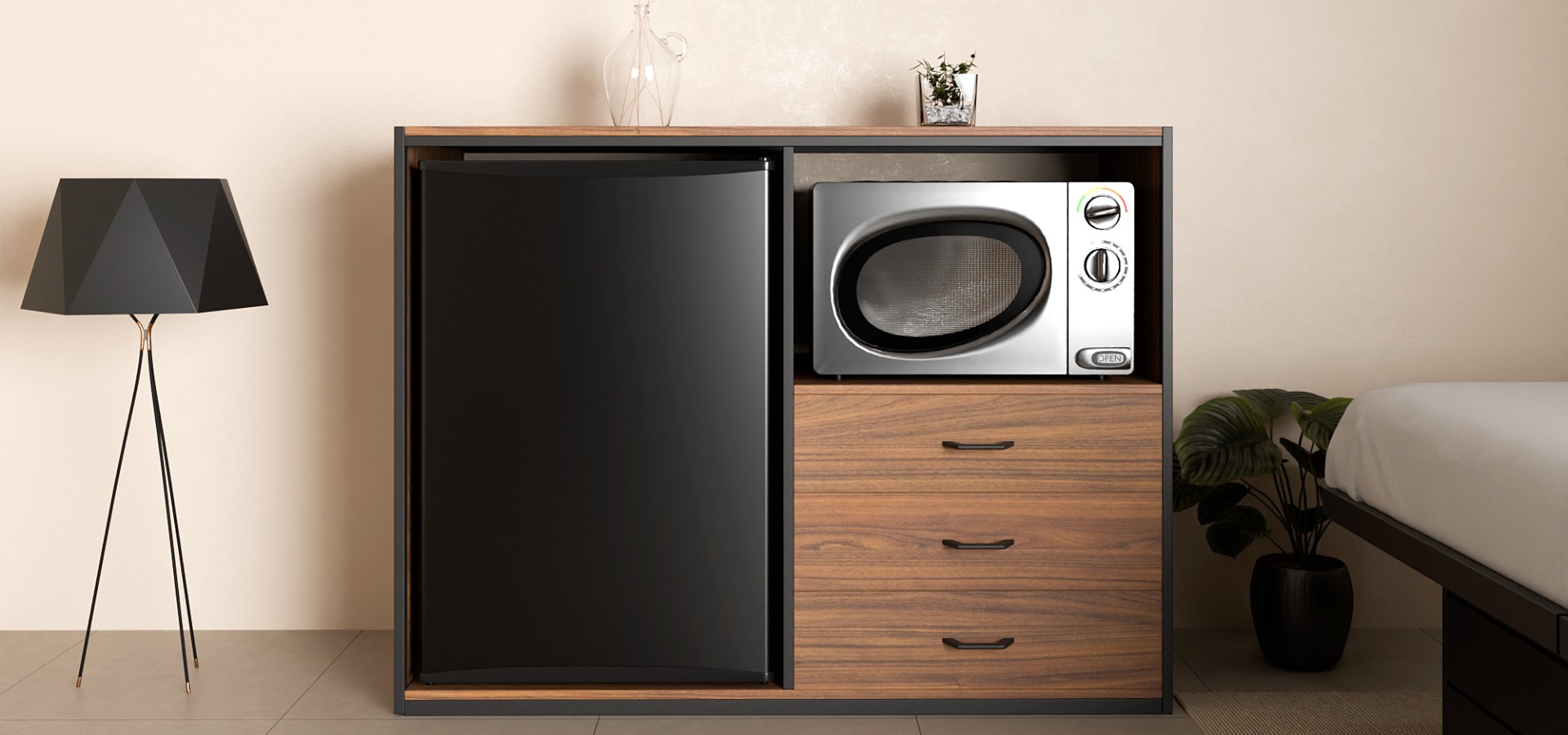 Microwave-fridge Cabinet: To Hotel Rooms